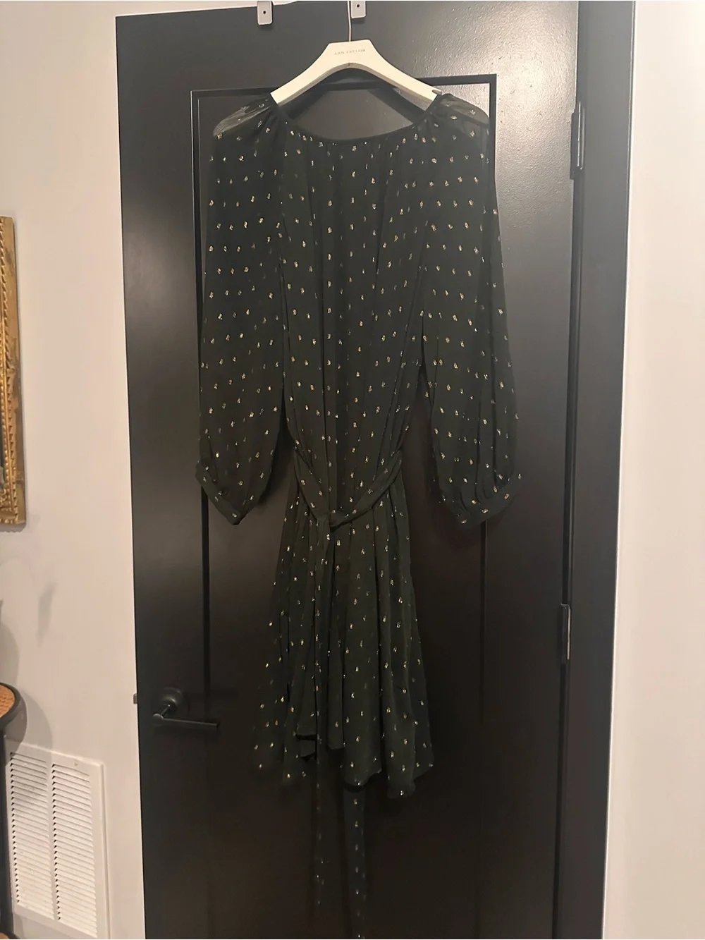 Ann Taylor Black Long-Sleeve Dress with Gold Dot Print - Picture 1 of 6